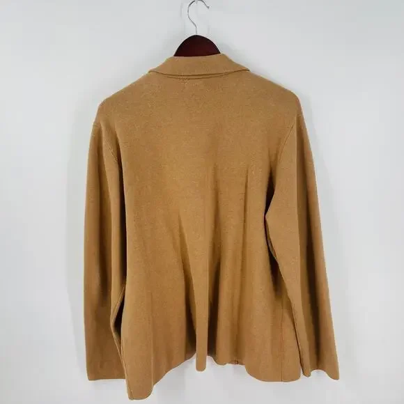 J. Crew Schoolboy Sweater Blazer Camel Brown Cotton Knit Long Sleeve Size 2X - Picture 3 of 10